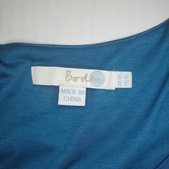 Boden Women's Scoop neck Pleated Detail Sleeveless Dress Sz 6L Silk Blend Teal - Picture 12 of 13